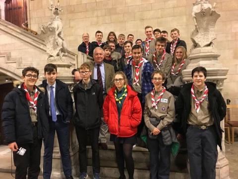 Sir Mike Penning MP welcomes local Explorer Scouts to the Houses of Parliament
